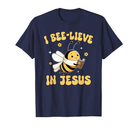 Gospel Kids Christian I Bee-lieve in Jesus Faith Cute Bee T-Shirt