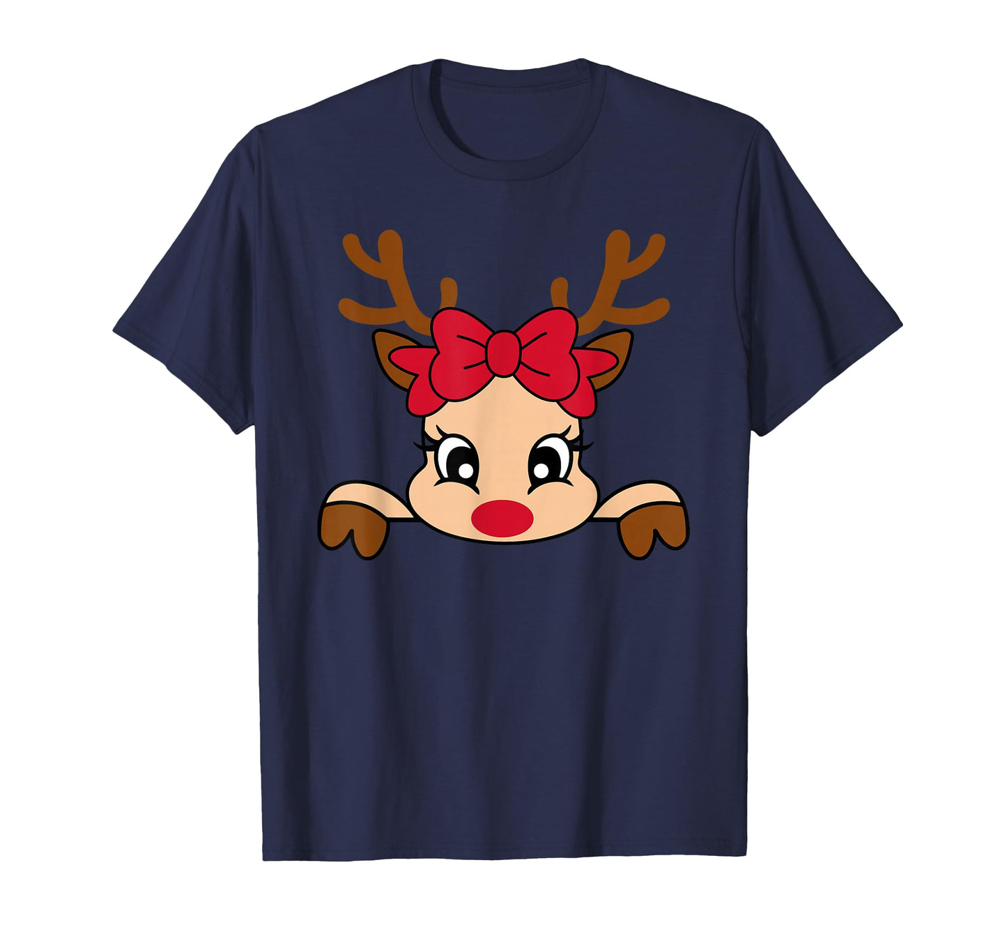 Cute Santa Reindeer Merry Christmas Kids Girl T-Shirt