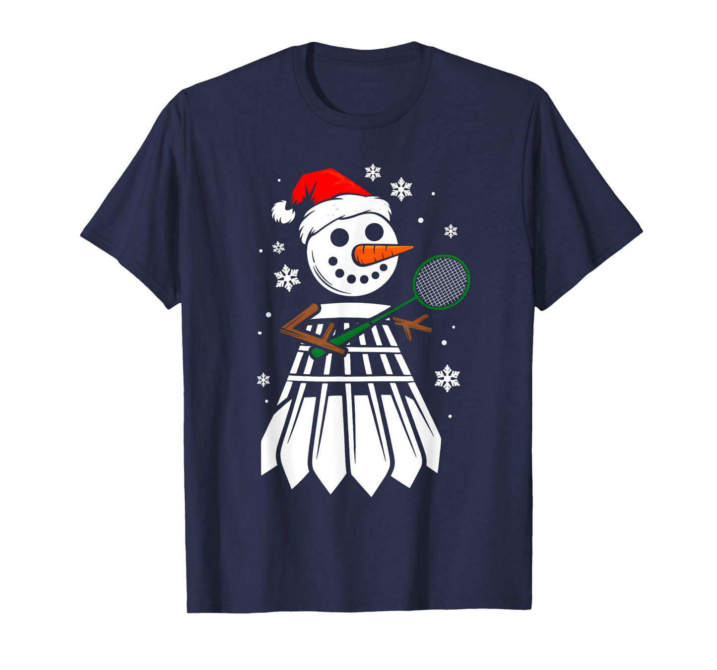 Badminton Santa Hat Snowman Xmas Funny Badminton Christmas T-Shirt