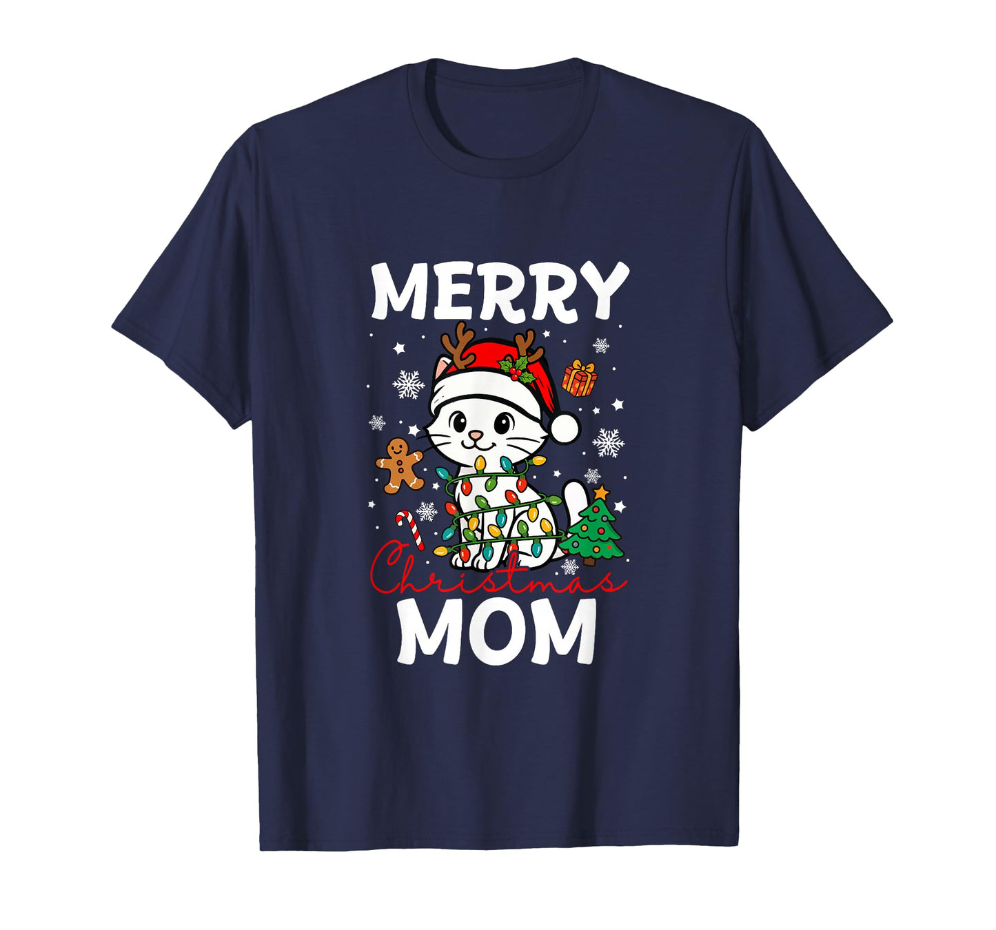 Merry Christmas Mom Santa Cat Funny Owner Lover Family T-Shirt