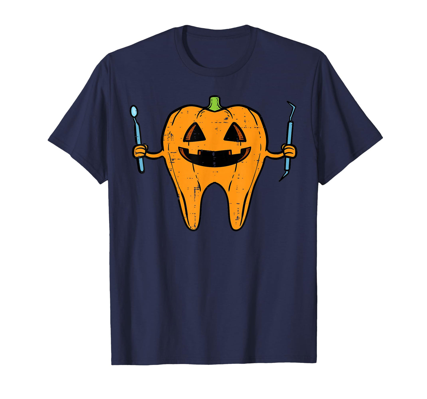 Halloween Dentist Tooth Pumpkin Dental Costume Men Women Kid T-Shirt