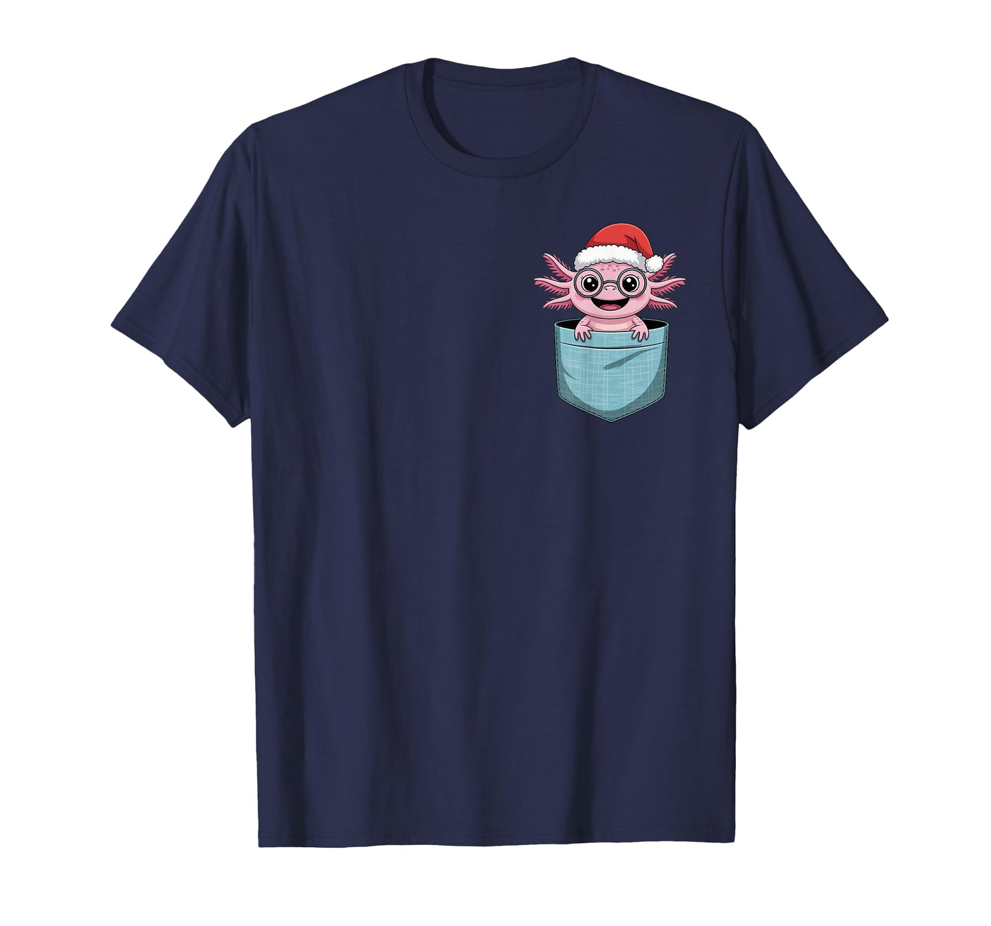 Cute Axolotl Pocket Christmas Funny Holiday Animal T-Shirt