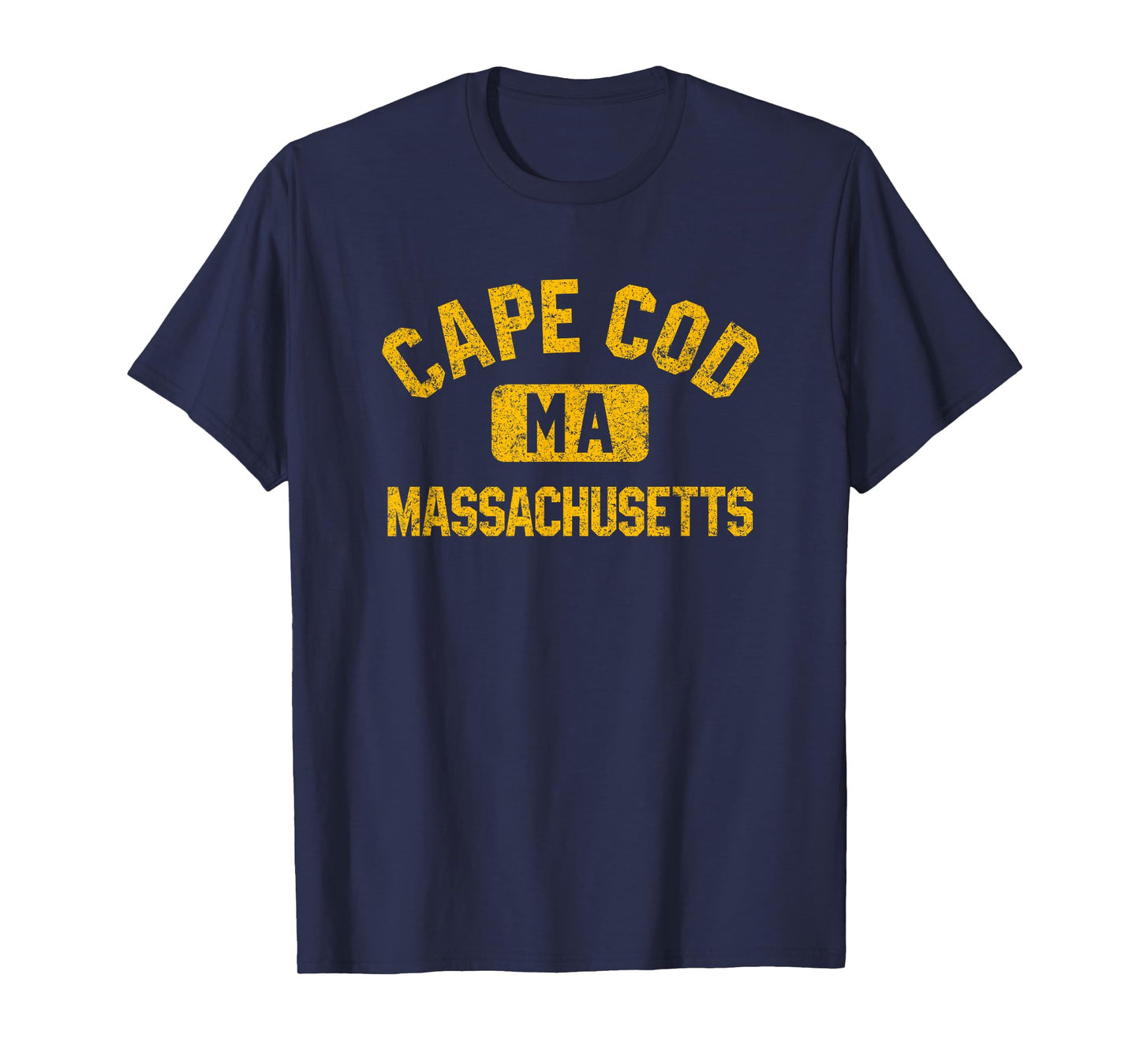 Cape Cod Massachusetts Gym Style Distressed Amber Print T-Shirt