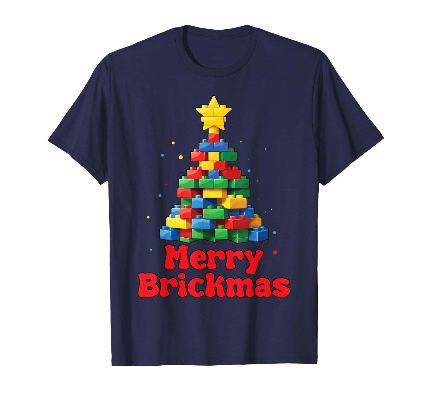 Merry Brickmas Christmas Block Building Builder Brick Master T-Shirt