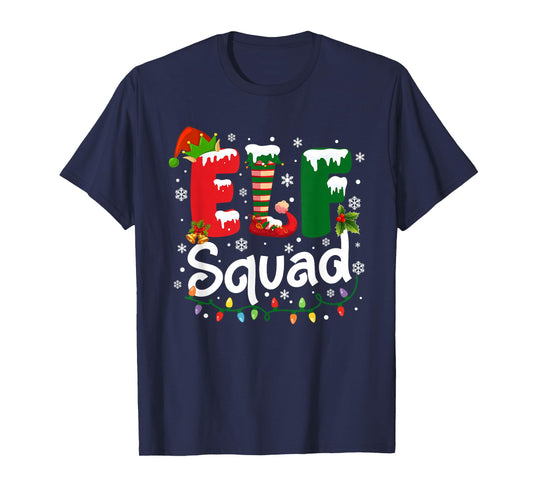 Elf Squad Christmas Lights Matching Family Pajamas Xmas T-Shirt
