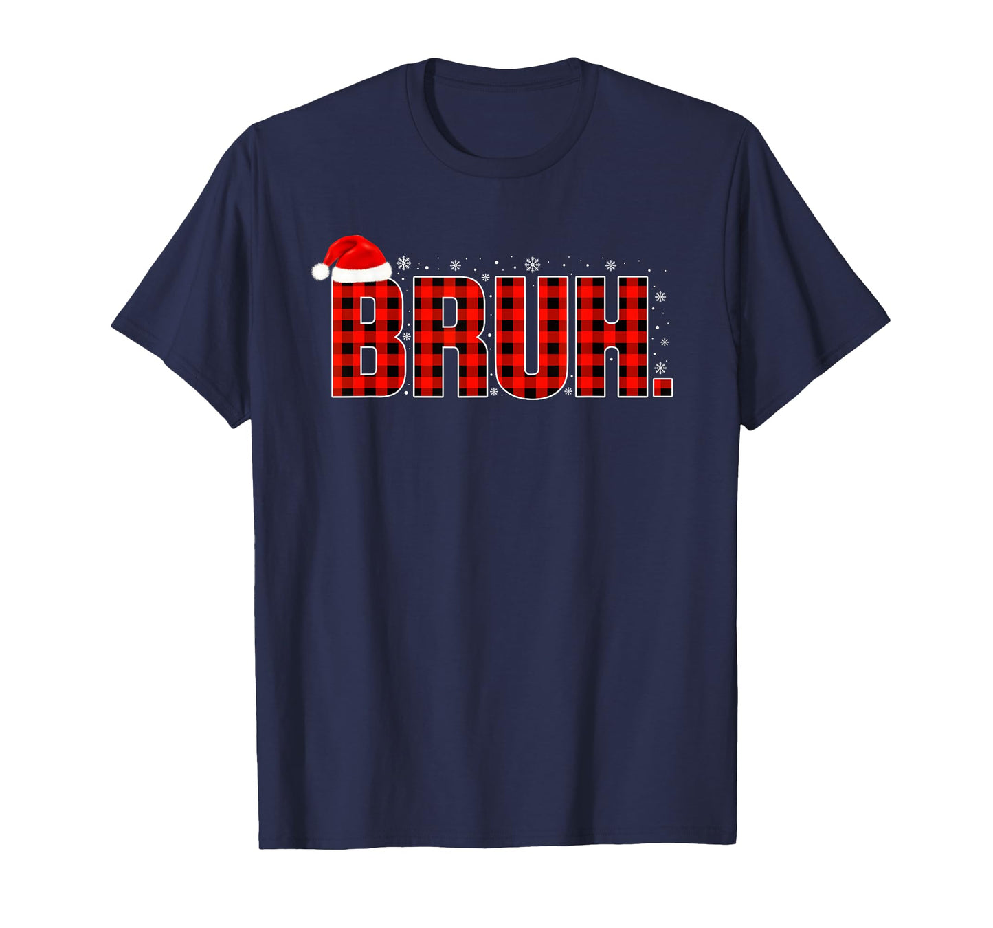 Bruh Funny Christmas Plaid Teens Boys Kids Xmas Pajamas T-Shirt