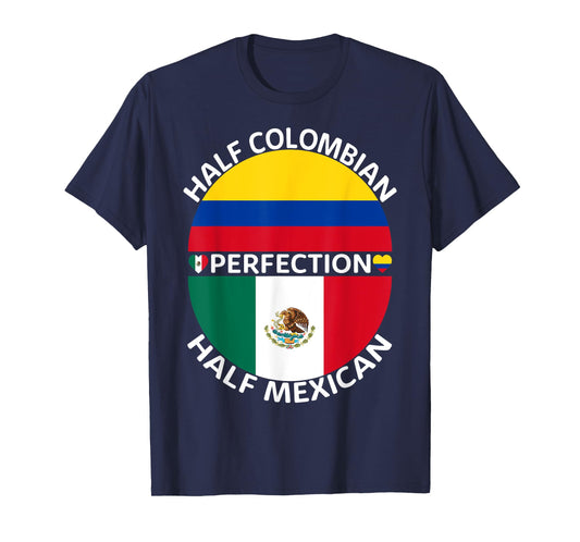 Half Mexican Half Colombian Mexico Colombia Flag Roots Men T-Shirt