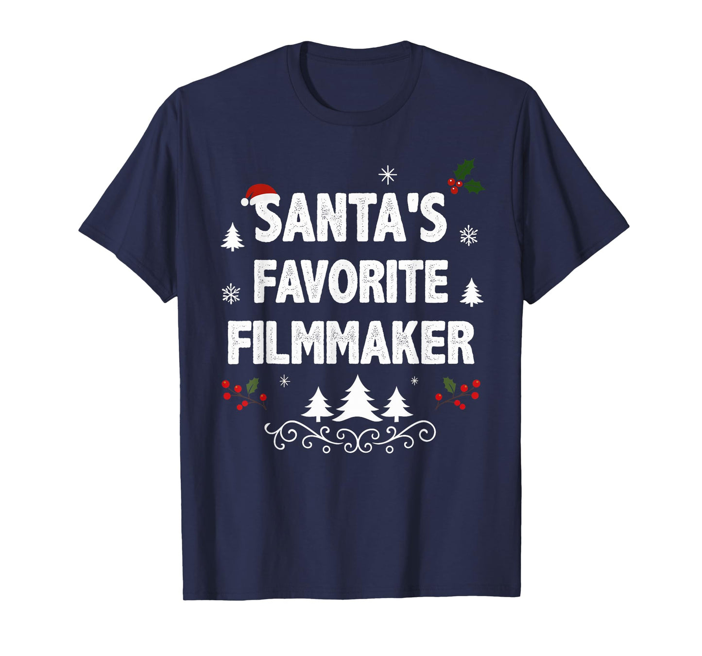 Santa's Favorite Filmmaker Funny Holiday Christmas Pajamas T-Shirt