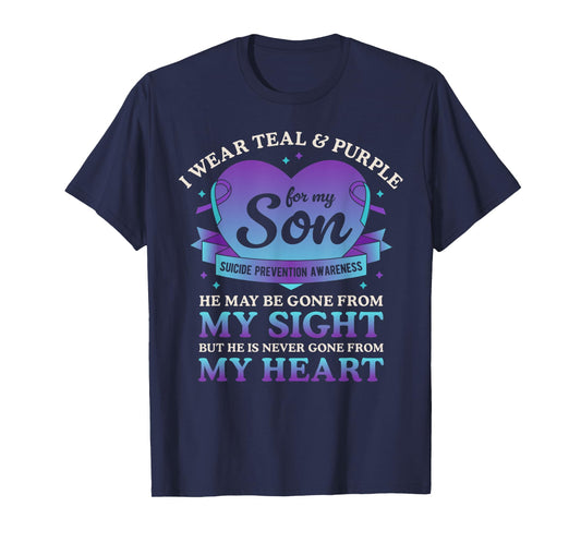 I Wear Teal & Purple For My Son Suicide Prevention Awareness T-Shirt