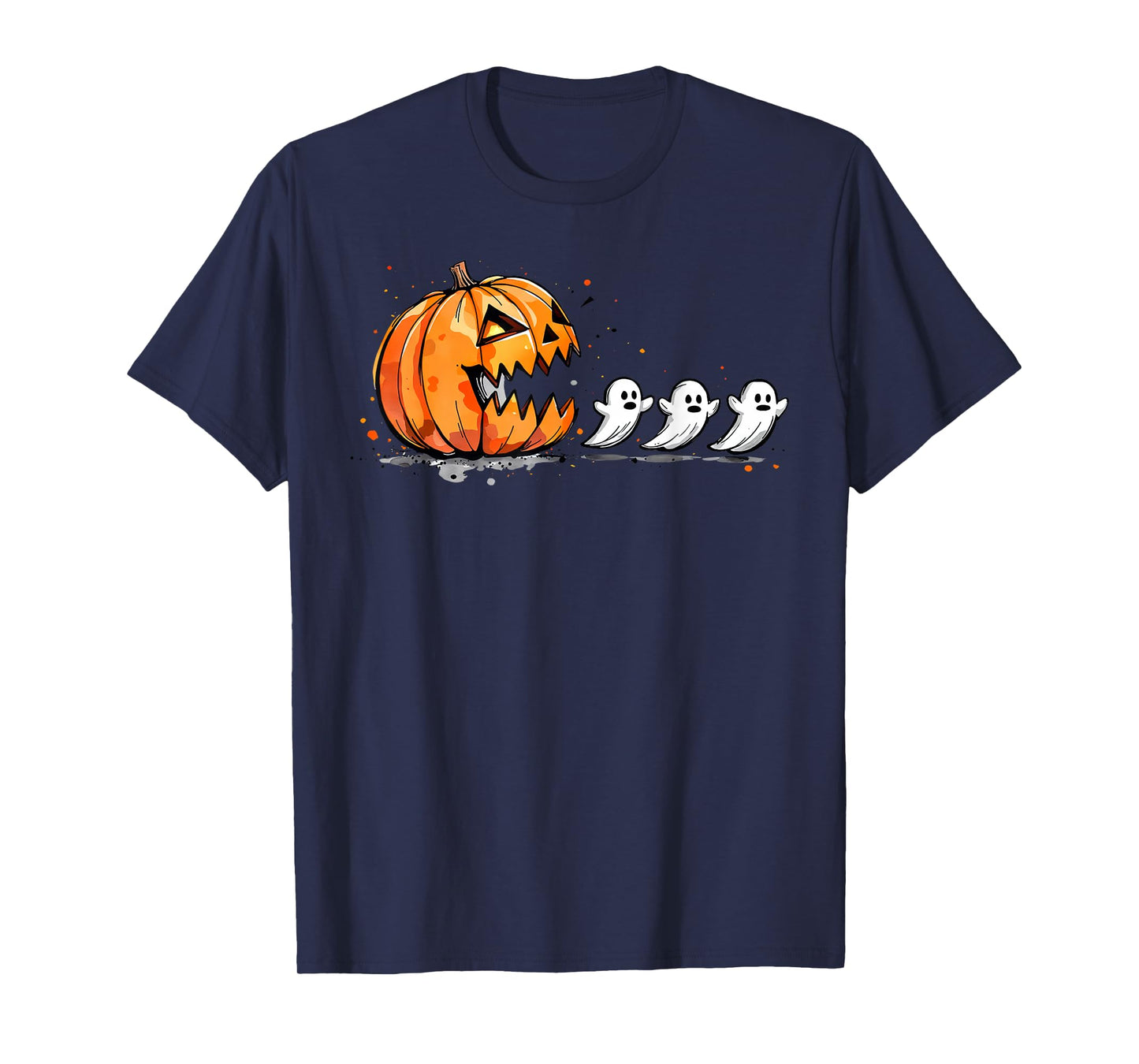 Pumpkin Chasing Ghosts Funny Spooky Halloween Costume T-Shirt