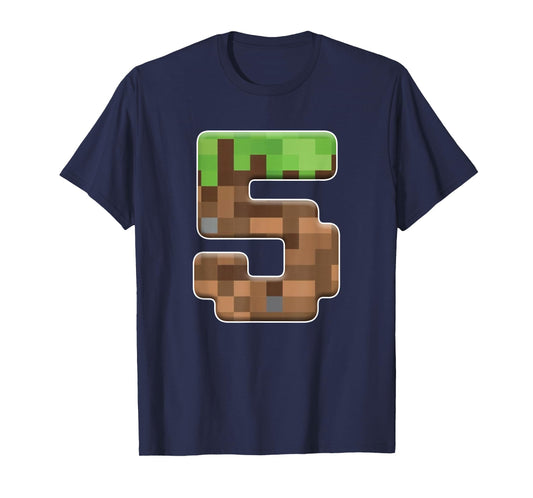 5th Birthday Boy 5 Years Old Bday Boy Game Pixel Number T-Shirt