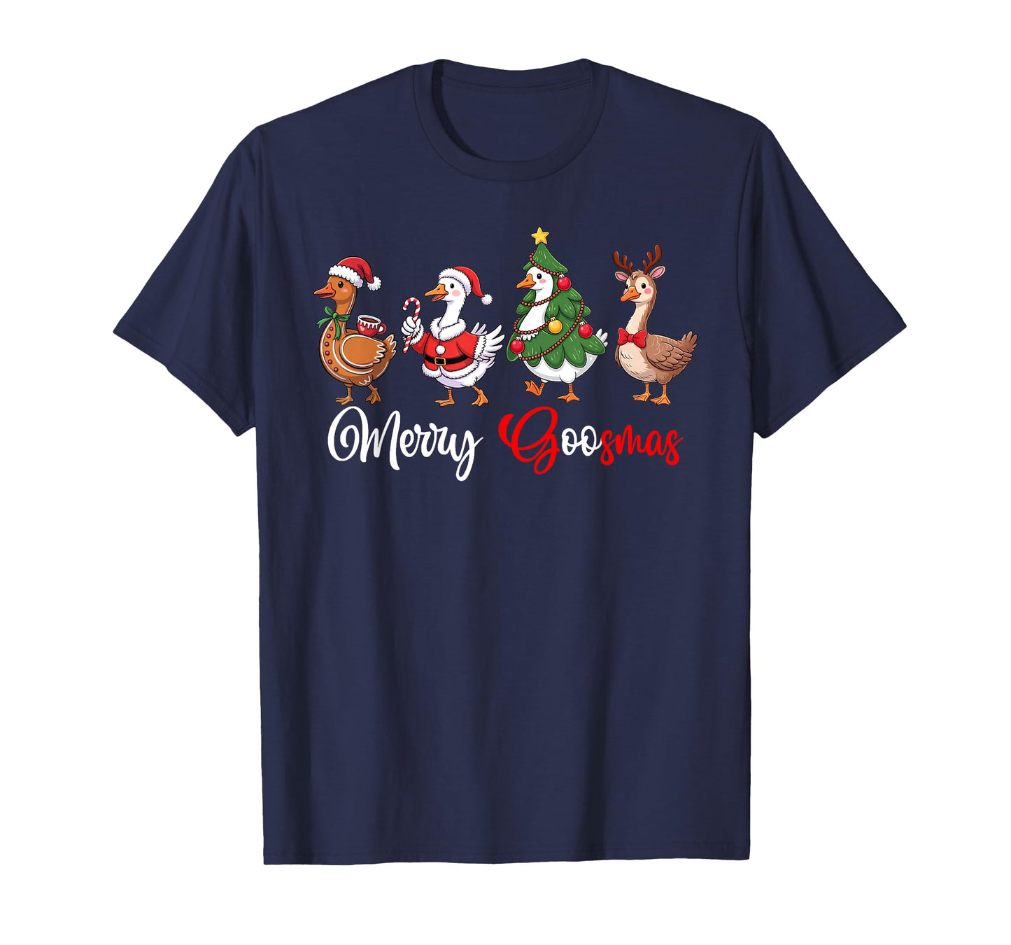 Funny Retro Merry Goosemas Christmas Silly Goose Xmas Lights T-Shirt