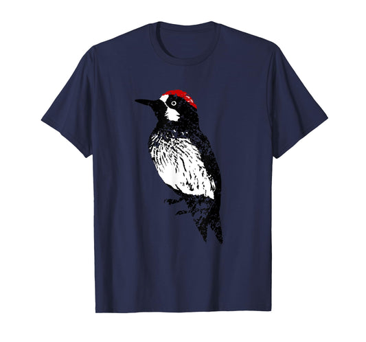 Acorn Woodpecker Bird Lover Distressed Silhouette Vintage T-Shirt