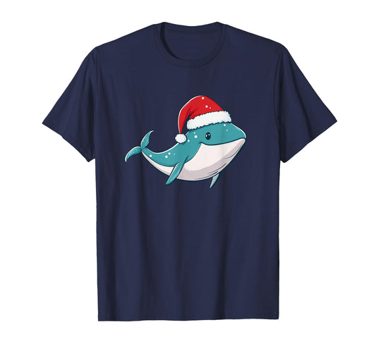 Enjoy The Holiday Season with a Whale and Santa Hat Combo T-Shirt