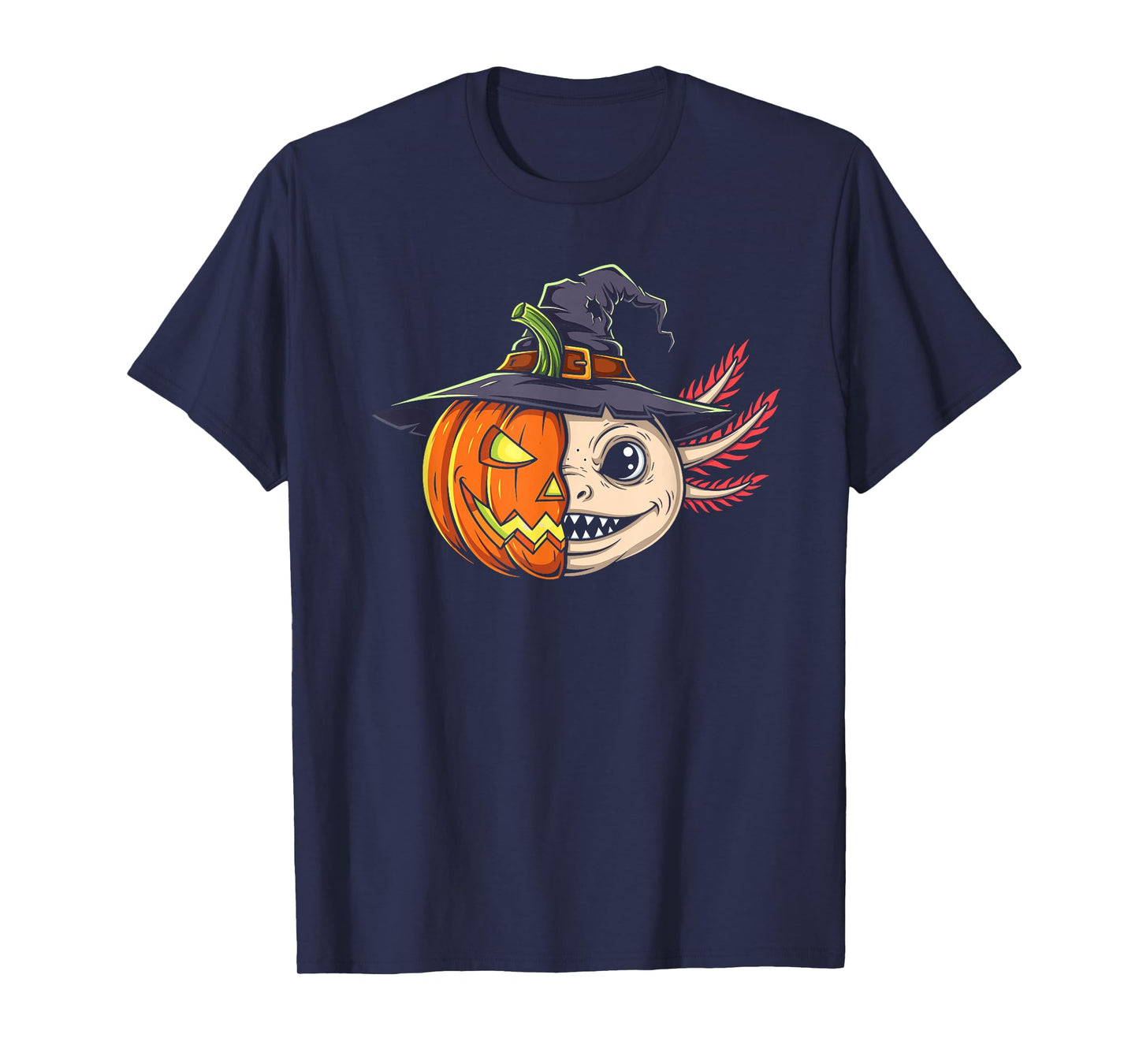 Axolotl Pumpkin Jack O Lantern Halloween Kids Mens Womens T-Shirt