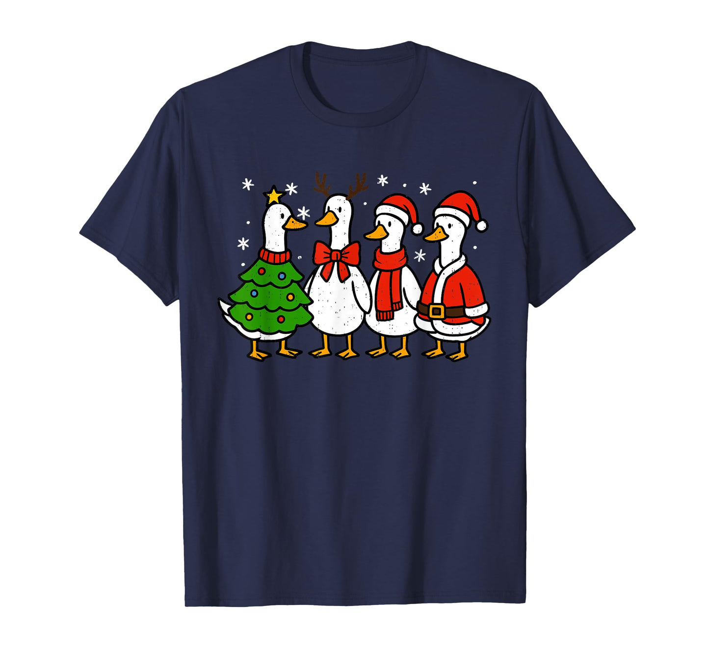 Funny Christmas Santa Goose Silly Merry Goosemas Xmas Lights T-Shirt