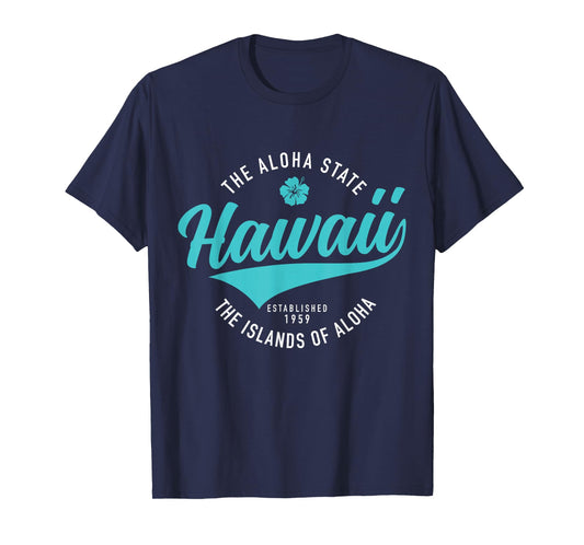 Hawaii The Aloha State Hawaiian Islands Souvenir Vintage T-Shirt