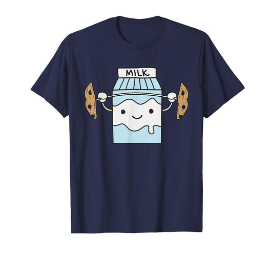 Milk Lifting Cookies Funny Food Snatch Squat Barbell Gym T-Shirt
