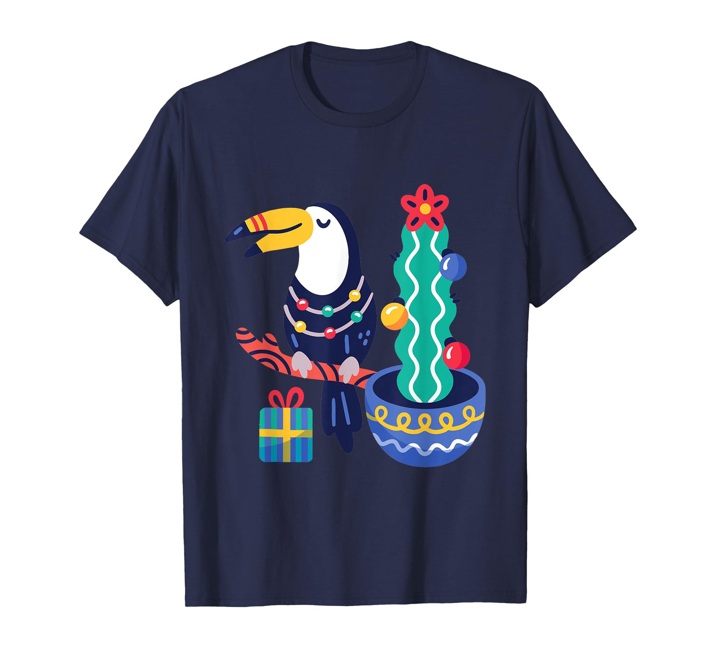 Ugly Christmas Toucan Bird Tropical Merry Xmas Cactus Cute T-Shirt