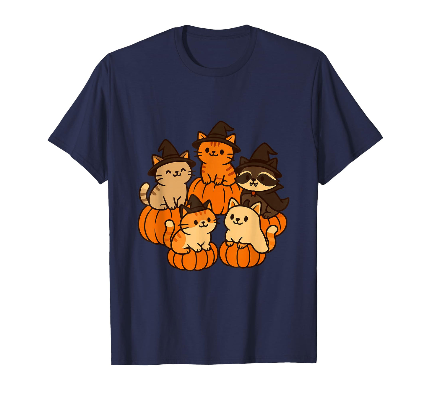 Halloween Cats and Raccoon - Witch Animals T-Shirt
