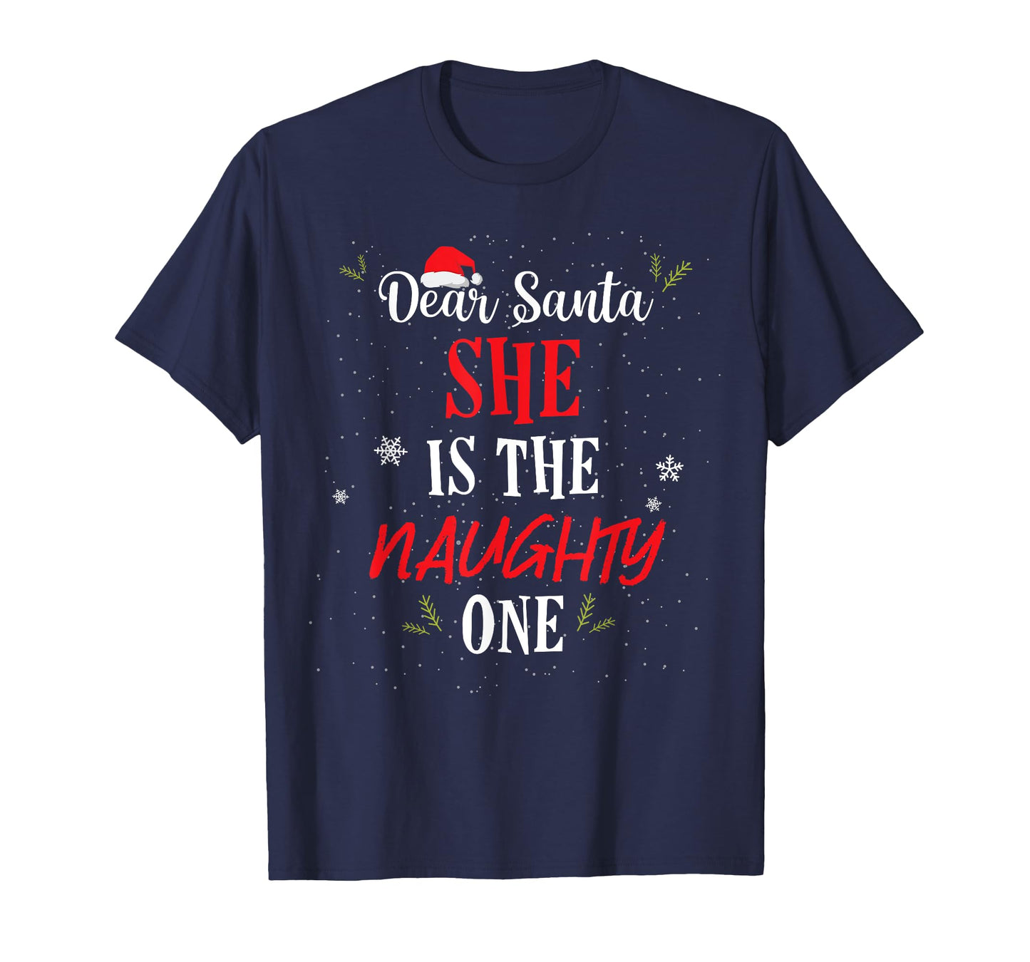 She's The Naughty One Christmas Matching Couple Boyfriend T-Shirt