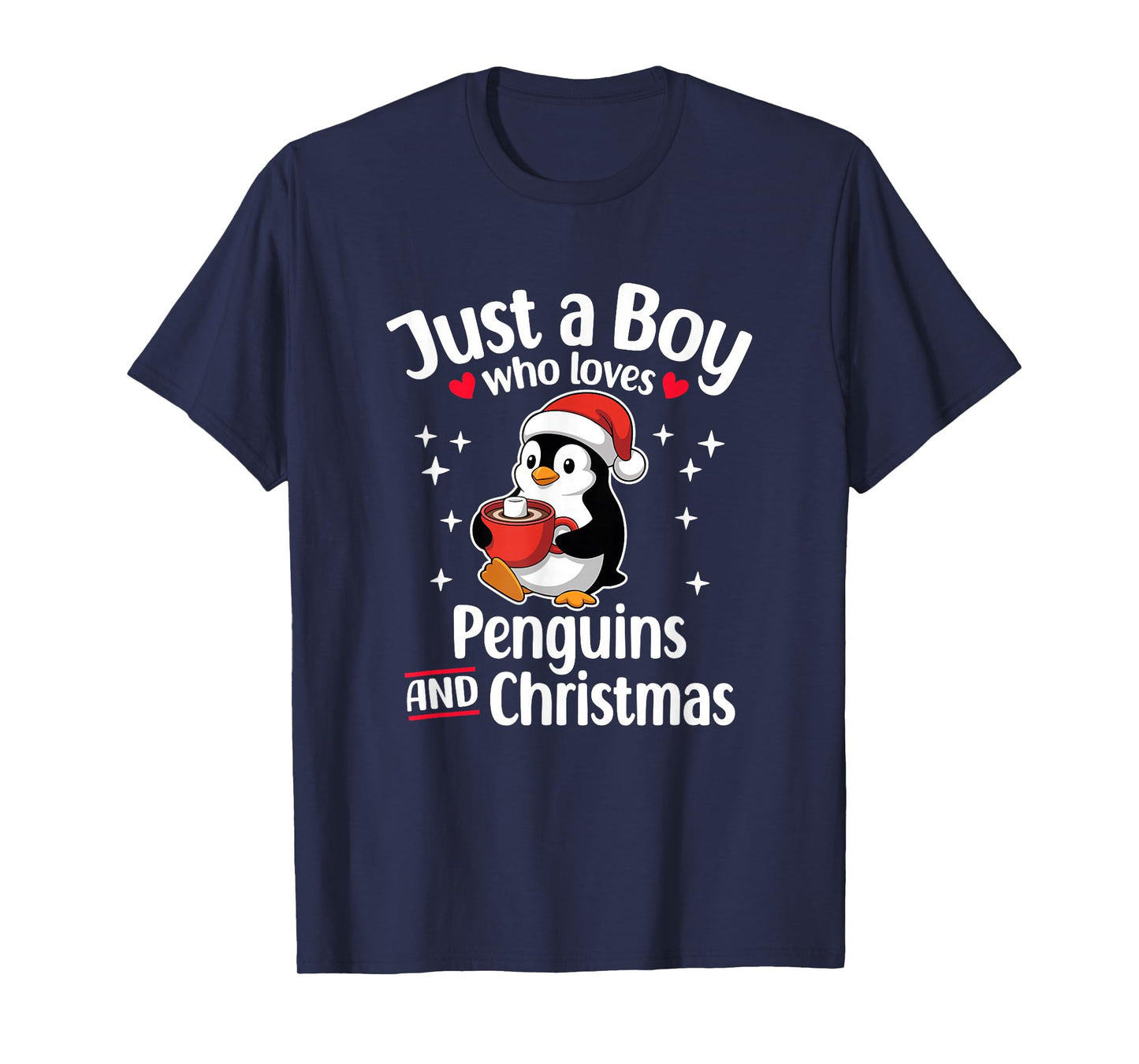Just a Boy Who Loves Penguins Cocoa Xmas T-Shirt