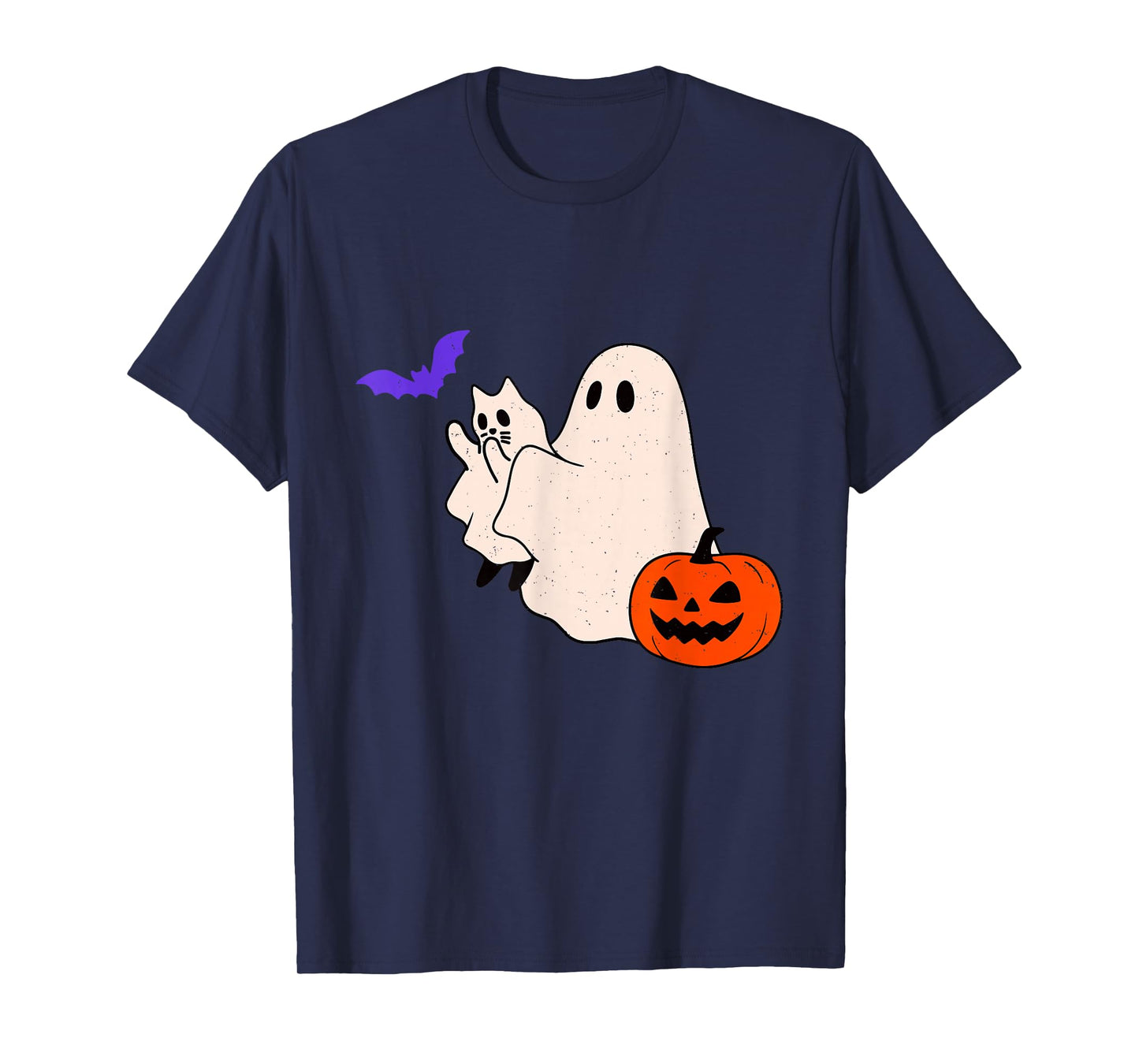 Ghost Cat Bat Pumpkin Halloween Spooky Season Men Women Kids T-Shirt
