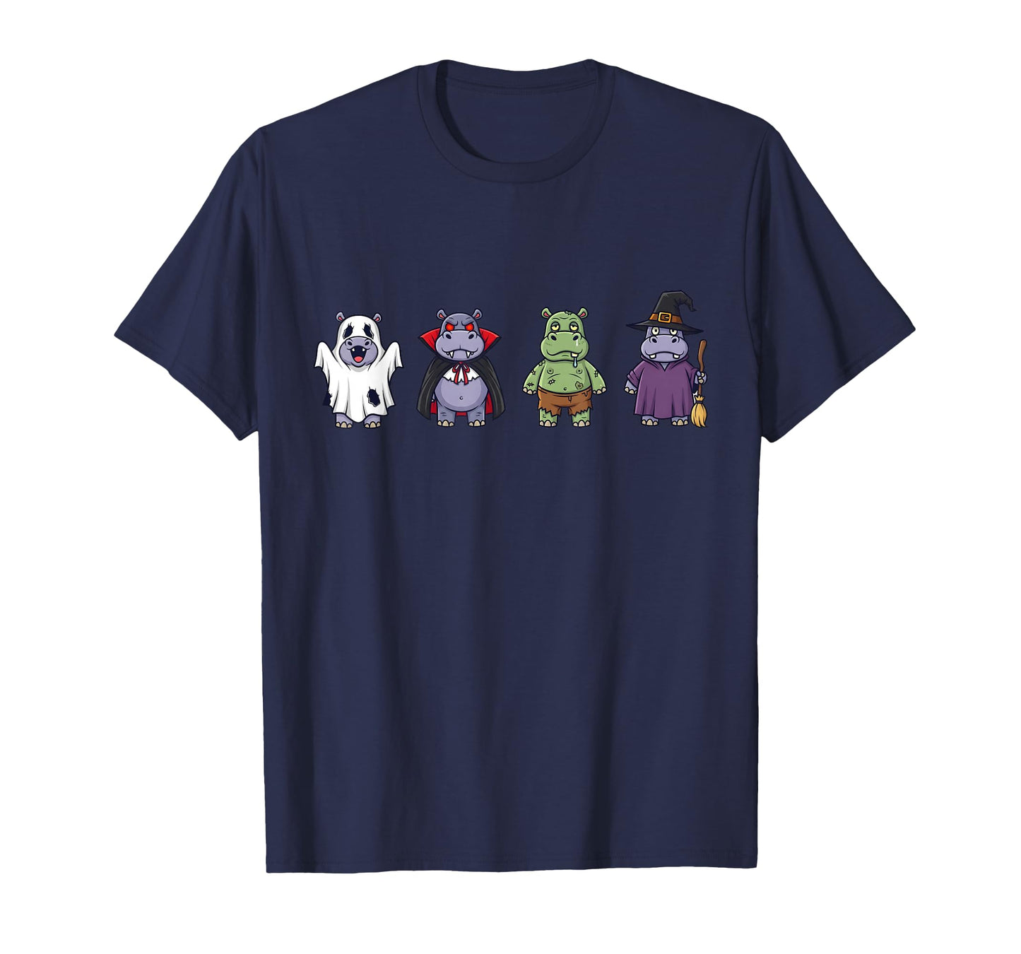 Funny Hippo Ghost Witch Zombie Halloween Costume Boys Girls T-Shirt