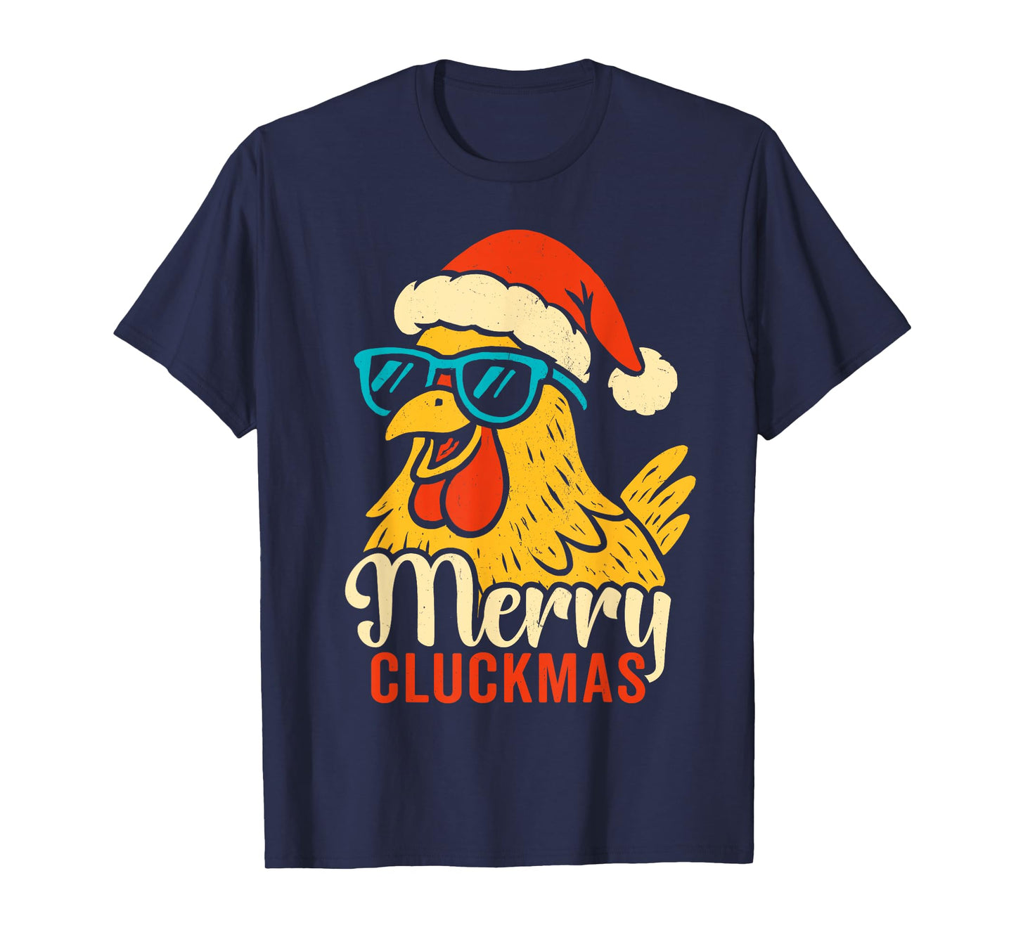Merry Cluckmas, Cool Vintage Chicken Sunglasses Christmas T-Shirt