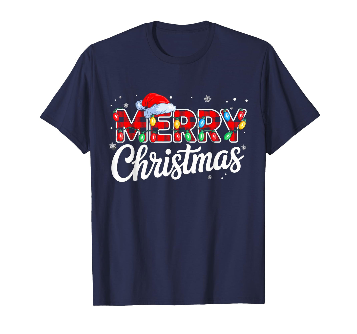 Merry Christmas Buffalo Plaid Red Santa Family Xmas Pajamas T-Shirt