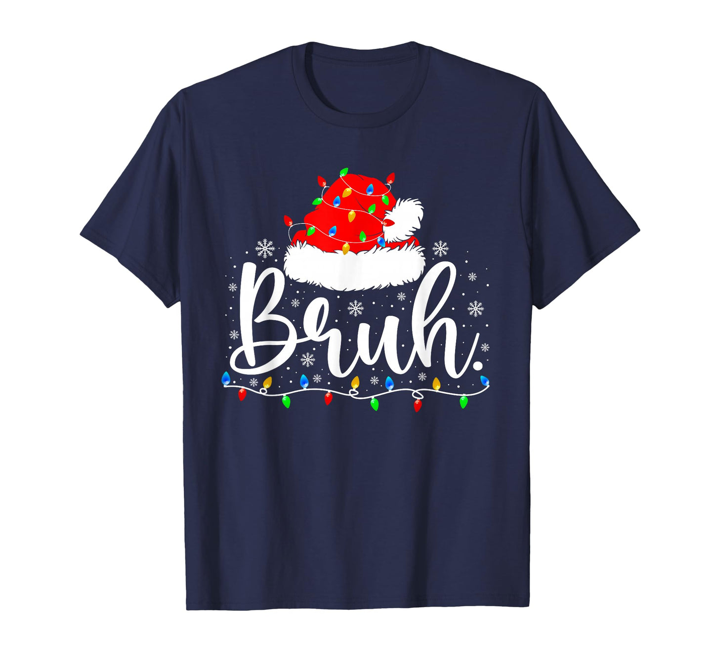 Bruh Funny Christmas Santa Hat Teens Kids Xmas Pajamas T-Shirt