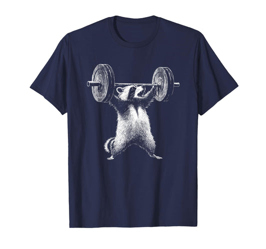 deadlift raccoon gym weight training T-Shirt