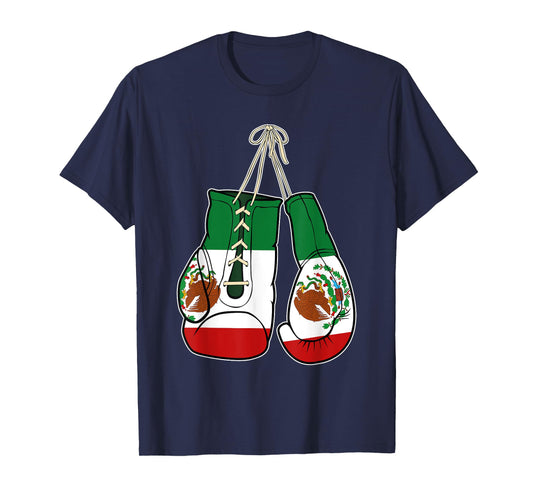 Boxing Gloves Mexico Flag Kickboxer Combat Fighter T-Shirt