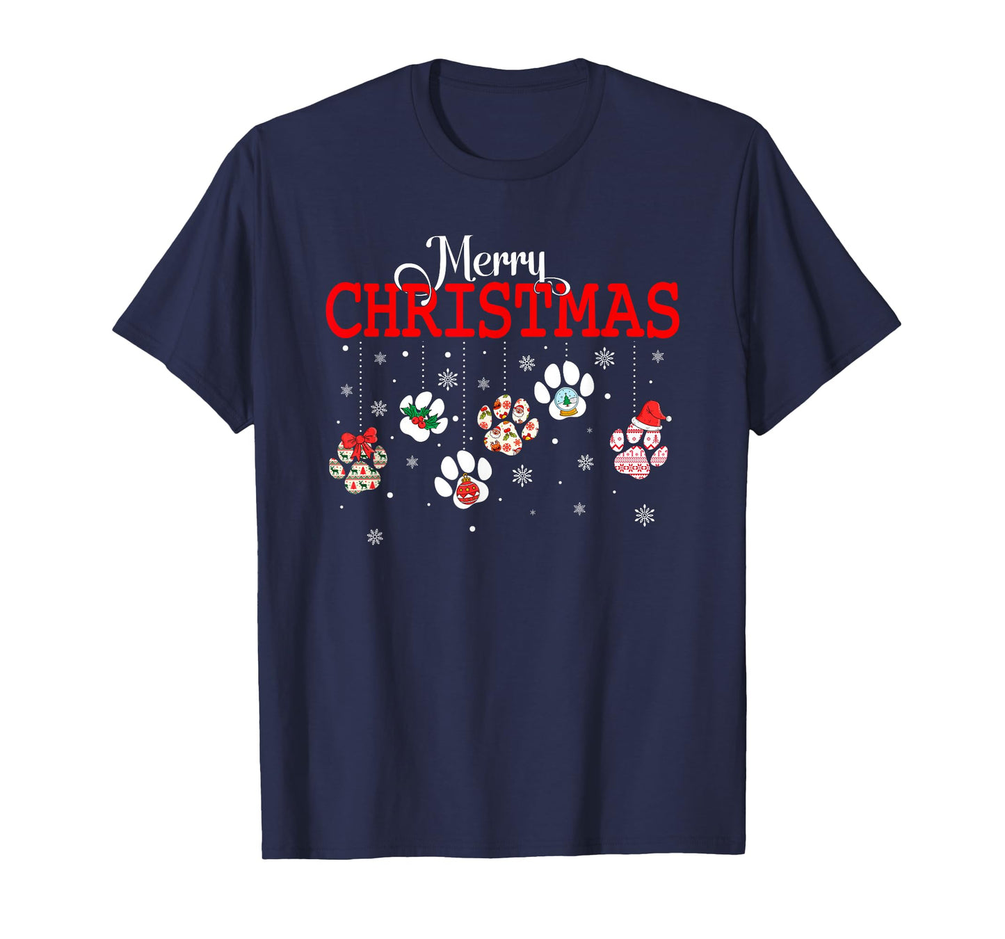 Dog Paw Merry Christmas Pajamas Puppy Dog Lover Christmas T-Shirt