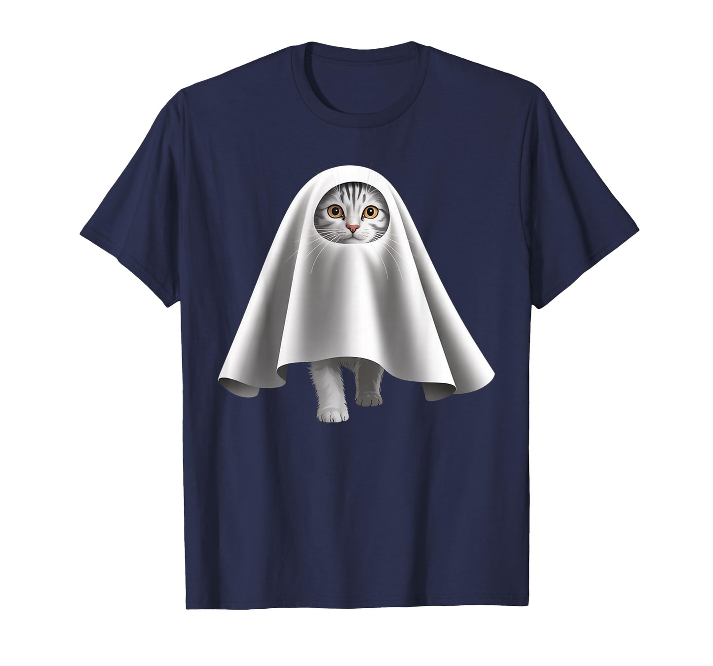 Ghost Cat Meme Funny Halloween Men Women Kids T-Shirt