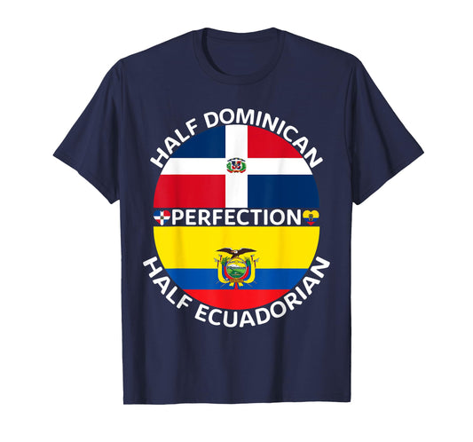 Half Ecuadorian Half Dominican Republic Ecuador Flag Men T-Shirt