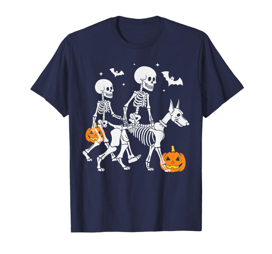 Halloween Skeleton Walking Doberman Dog T-Shirt