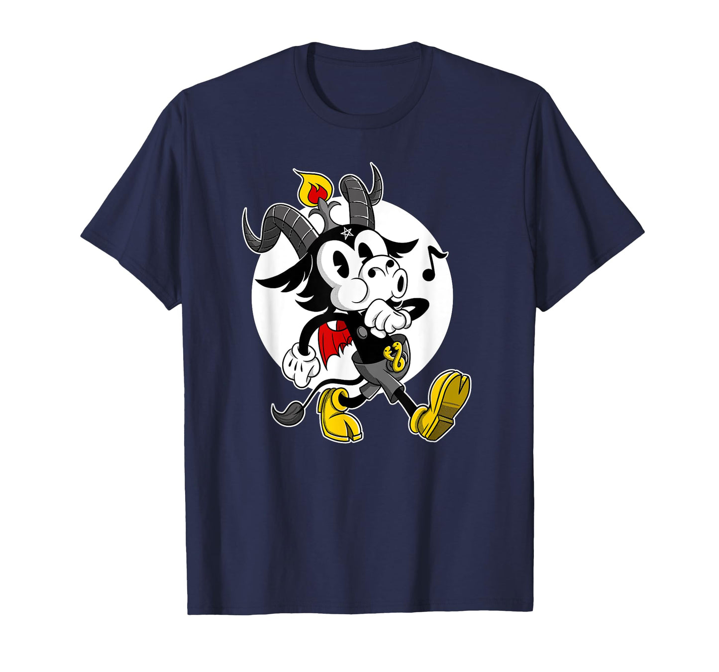 Atheist Satan Cute Baphomet goat whistling old Cartoon T-Shirt