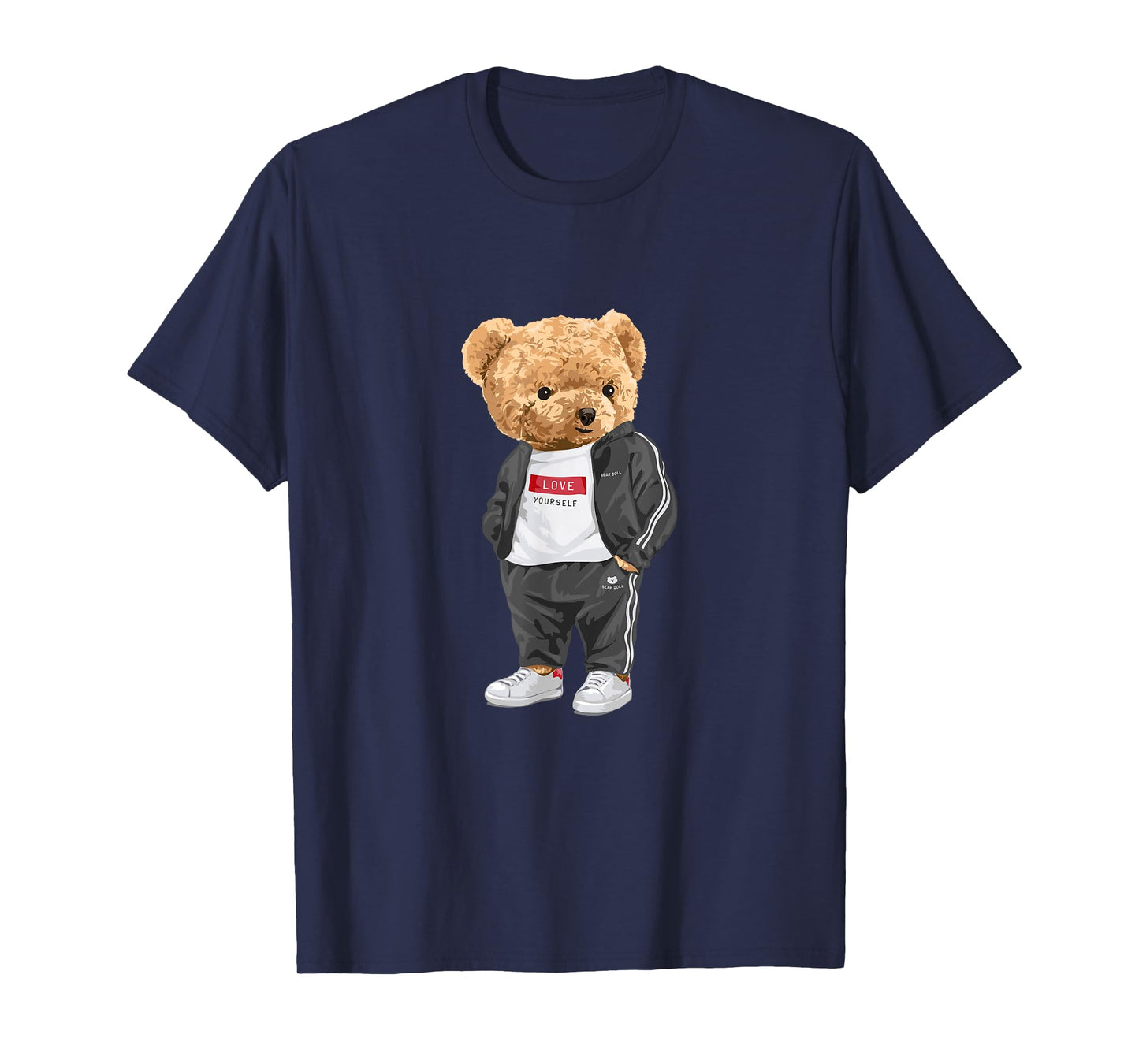 Love Yourself, Enjoy Wear Cool Illustration Teddy Bear Style T-Shirt