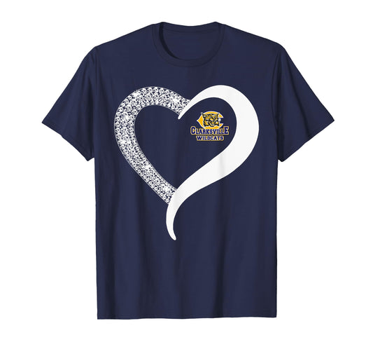 Clarksville Wildcats Logo Diamond Heart HS T-Shirt