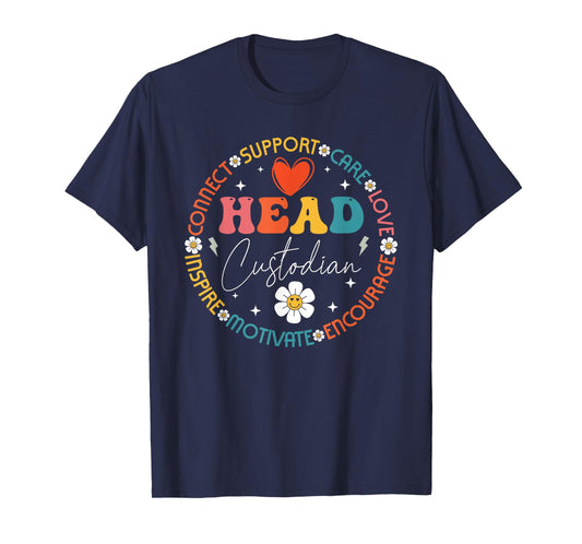 Head Custodian Appreciation Week Back to School Retro Groovy T-Shirt