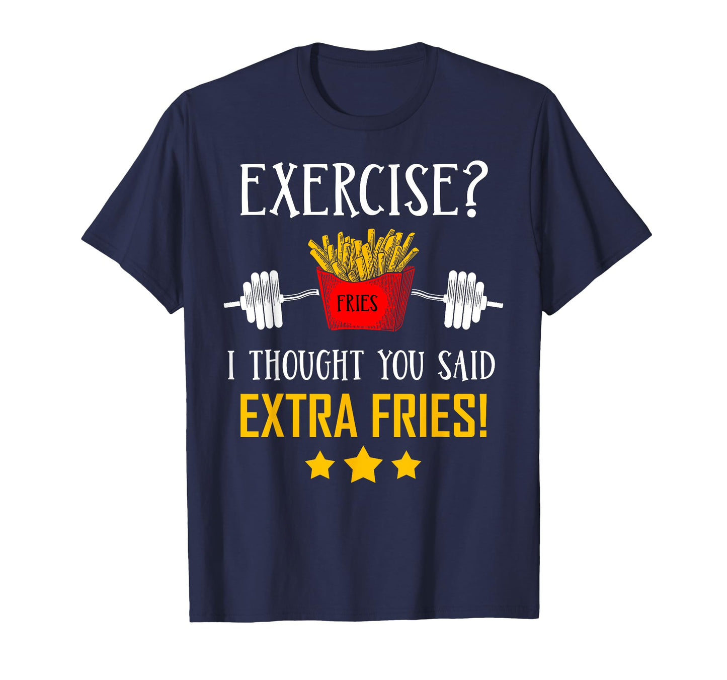 Extra Fries Clothing Apparel Novelty Gift Black Unisex Modern Letter Print T-Shirt