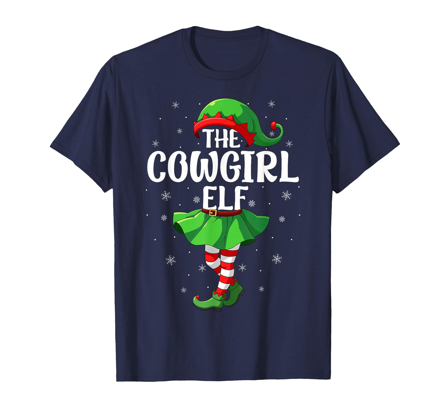 Cowgirl Elf Christmas Girls Women Elf Squad Xmas Family T-Shirt