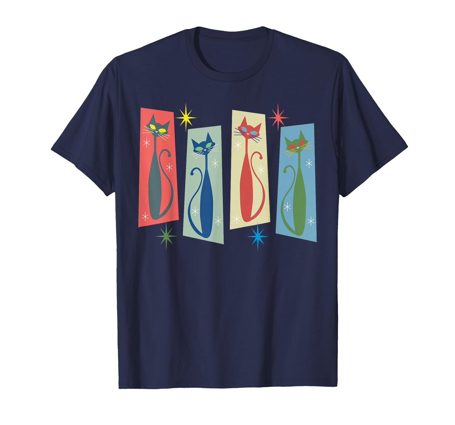 Mid Century Modern Cat Art Atomic Cats Vintage Retro Women T-Shirt