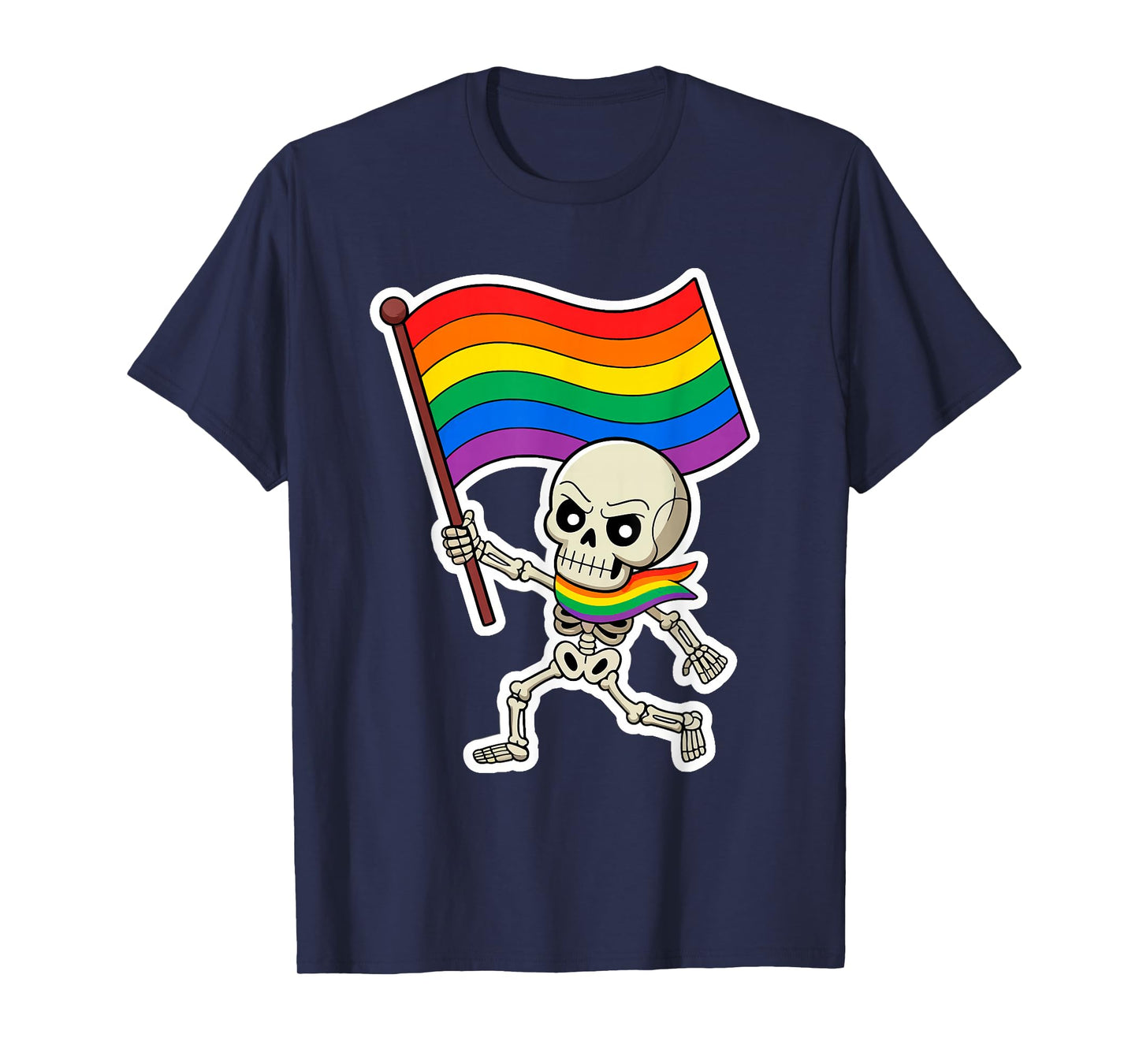 Skeleton LGBT-Q Pride Flag Lazy Halloween Costume Gay Ally T-Shirt