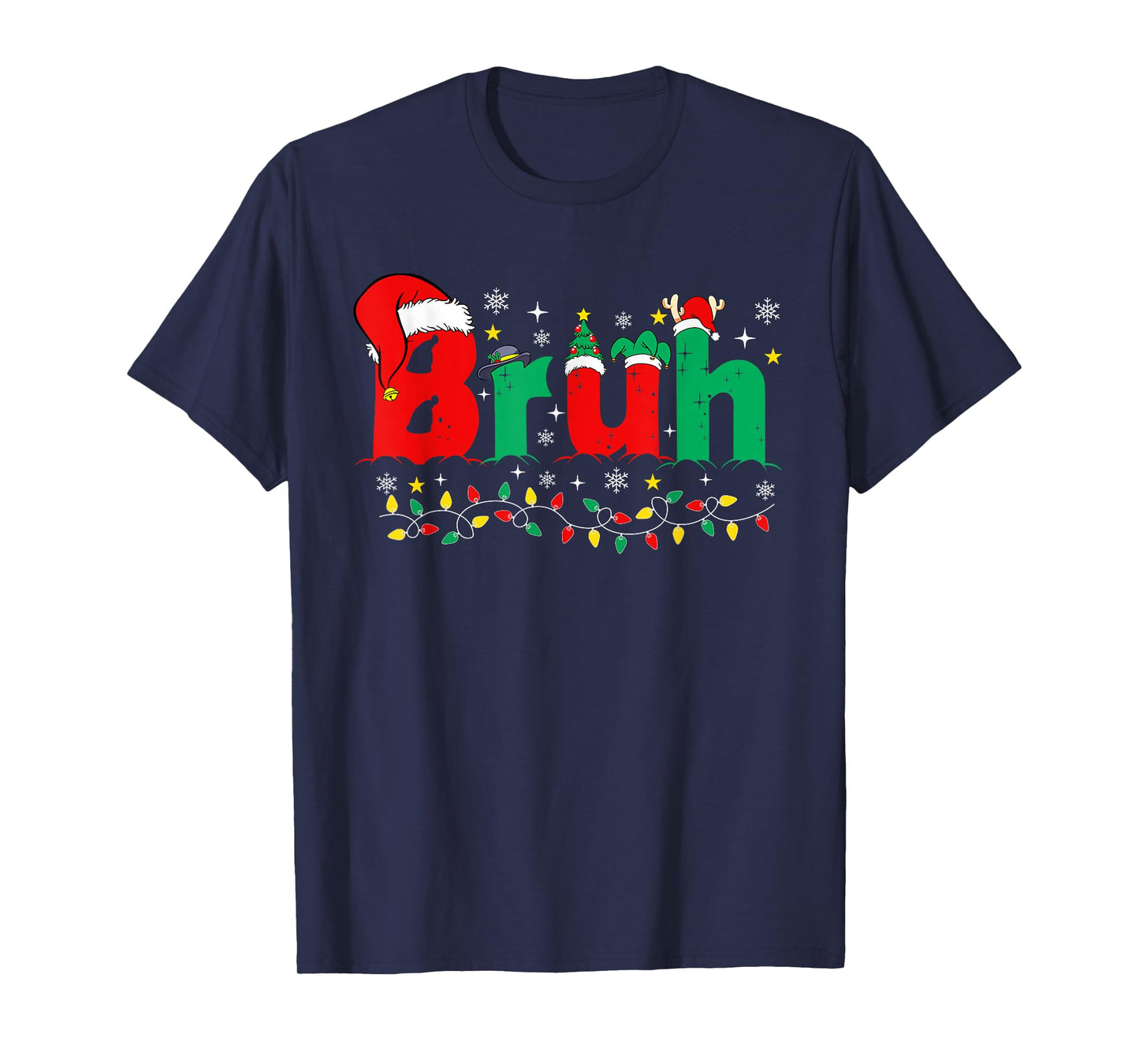 Bruh Funny Christmas Red Plaid Teens Boys Kids Xmas Pajamas T-Shirt
