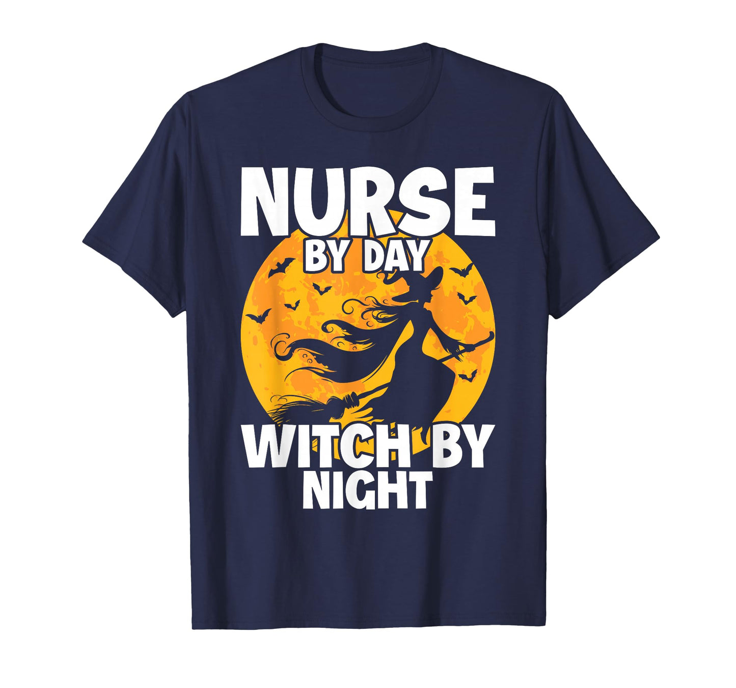 Funny Halloween Nurse by Day Witch Night Women T-Shirt