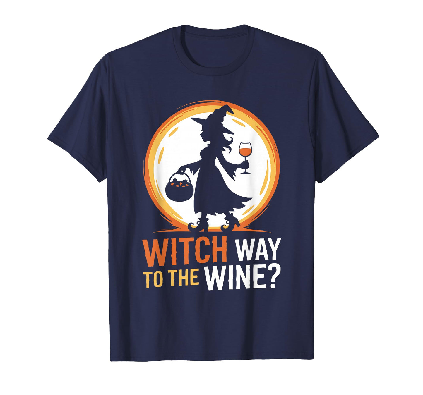 Funny Halloween Witch Way to The Wine Joke Ladies Women T-Shirt