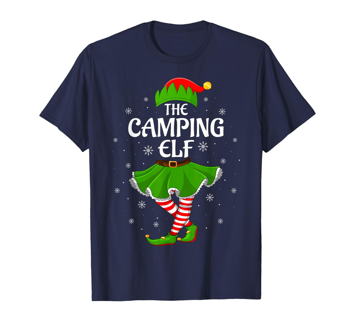Camping Elf Christmas Family Girls Women Elf Squad Xmas T-Shirt