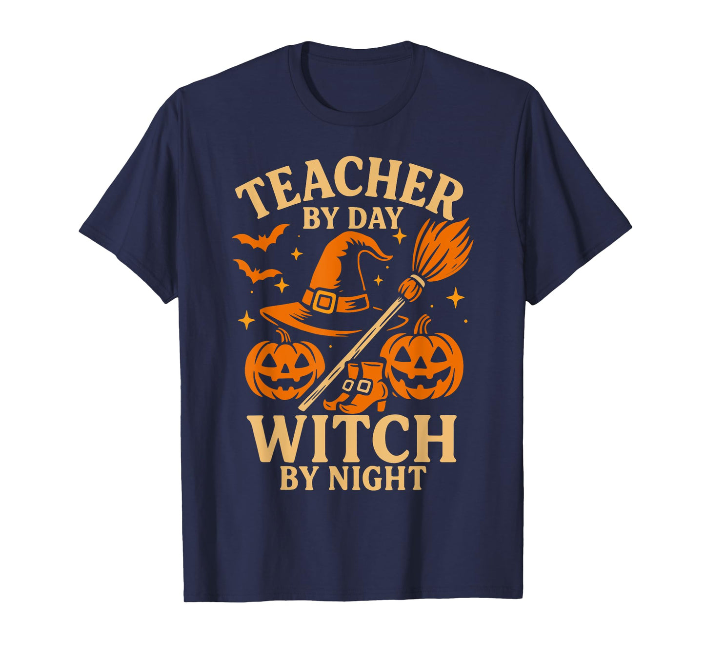 Teacher by Day Witch by Night Funny Halloween Teacher Witch T-Shirt